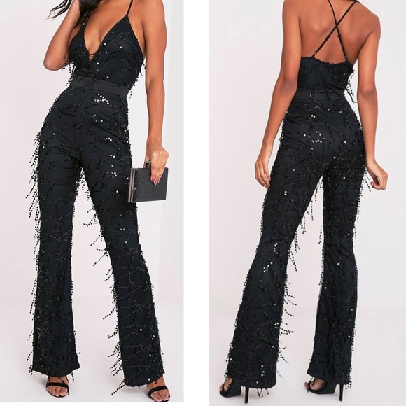 COPY - PRETTY LITTLE THING BLACK JUMPSUIT - Picture 1 of 3